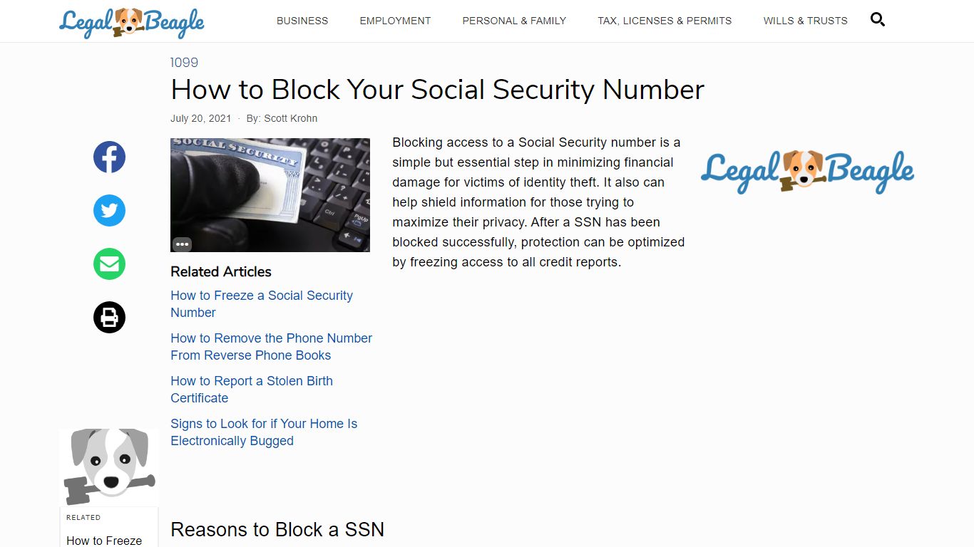 How to Block Your Social Security Number | Legal Beagle